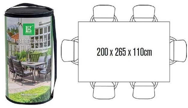 LG Outdoor DXCOV03 Deluxe Cover For 6 Seat Rectangular Dining Set - 110 X 170cm Table 3 LG Outdoor DXCOV03 Deluxe Cover For 6 Seat Rectangular Dining Set - 110 X 170cm Table - Image 3
