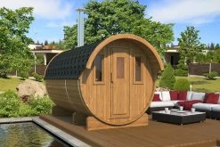 Gardenhouse24 Barrel Sauna 330 With Overhang